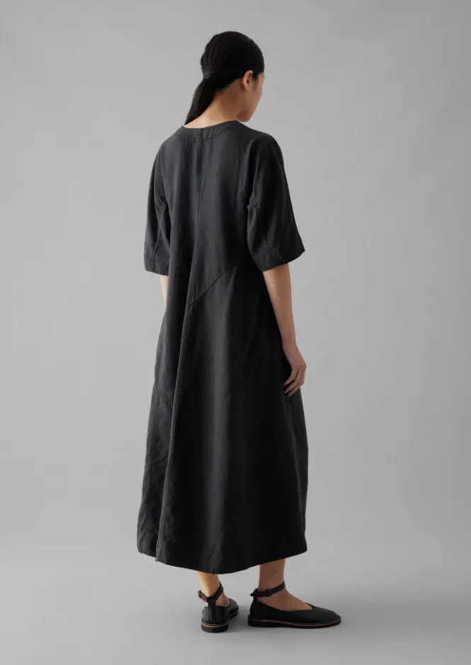 Linen|Dresses-TOAST Lyocell Linen Herringbone Panel Dress Basalt