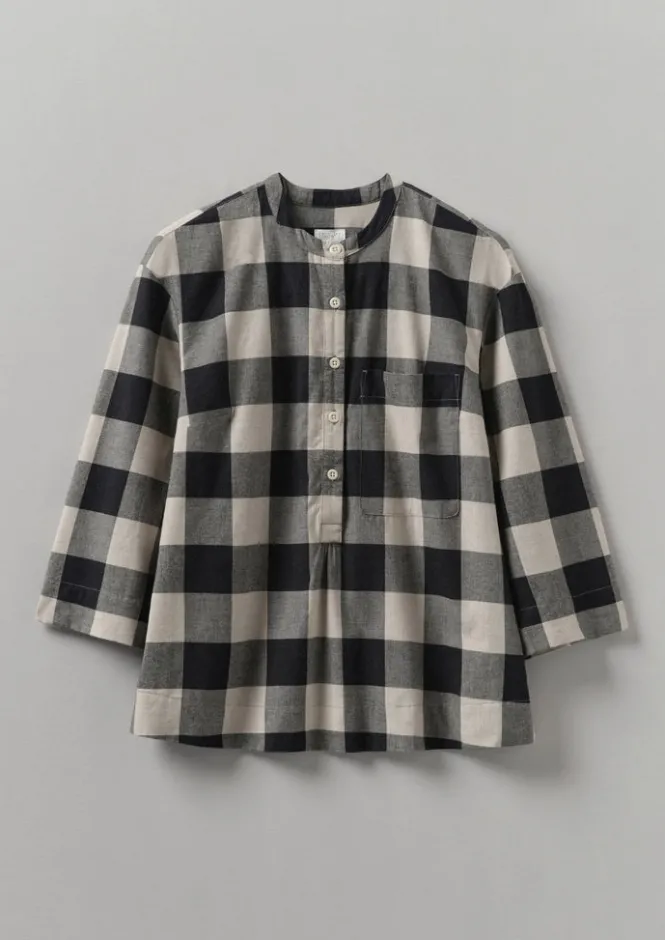 Cashmere|Loungewear-TOAST Macro Gingham Cotton Cashmere Shirt Onyx/Ecru