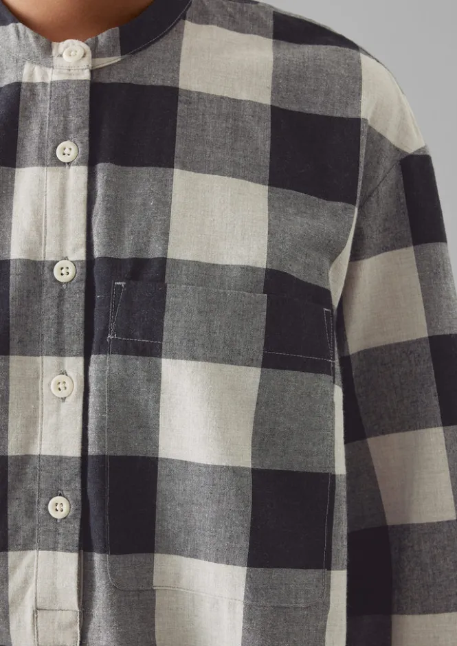 Cashmere|Loungewear-TOAST Macro Gingham Cotton Cashmere Shirt Onyx/Ecru