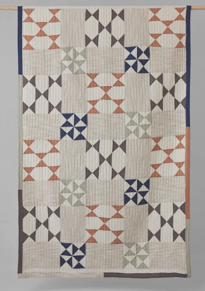 Textiles|Blankets & Throws-TOAST Maia Patchwork Cotton Quilt Ecru/Multi