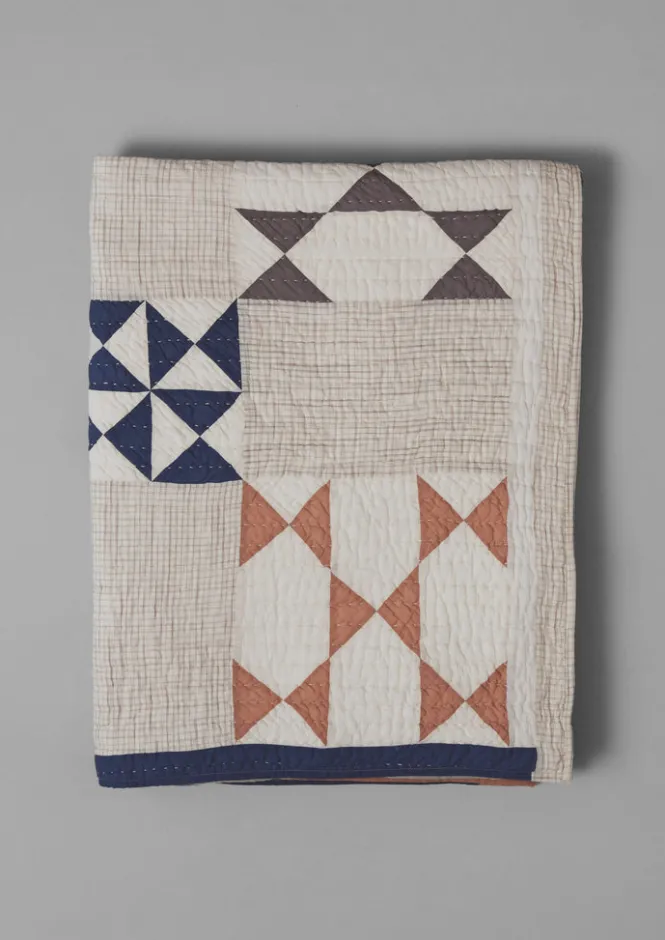 Textiles|Blankets & Throws-TOAST Maia Patchwork Cotton Quilt Ecru/Multi