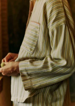 Nightwear-TOAST Nova Stripe Flannel Pyjamas Ecru/Celery