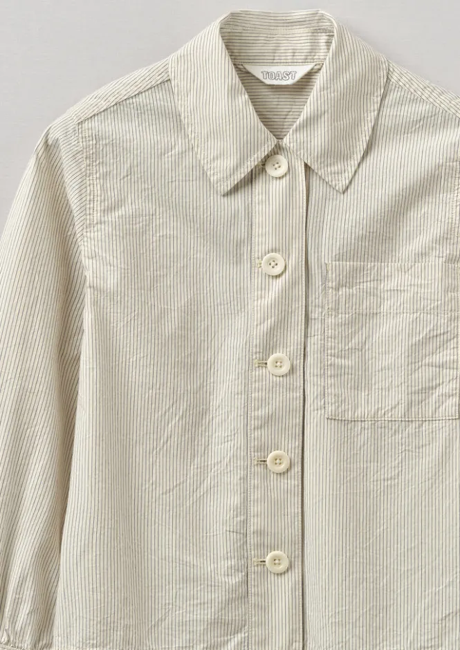 Shirts|Tops & Tees-TOAST Patch Pocket Stripe Organic Cotton Shirt SunwashedBlue
