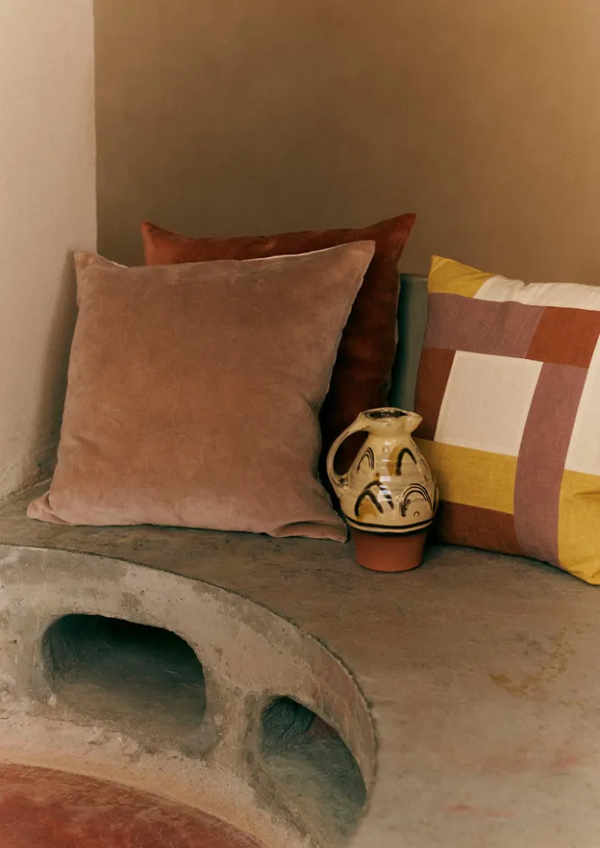 Textiles|Cushions & Covers-TOAST Patchwork Linen Cushion Cover Sand/Hellebore
