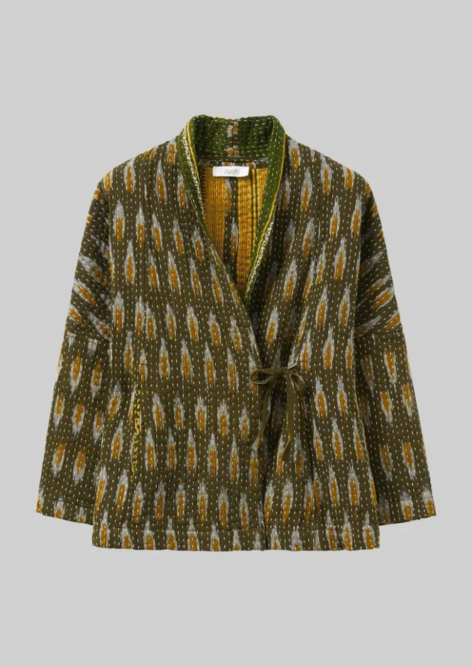 Gowns|Nightwear-TOAST Repurposed Ikat Kantha Jacket Greens
