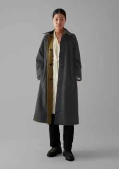 Coats & Jackets-TOAST Reversible Cotton Wool Coat GoldenSand