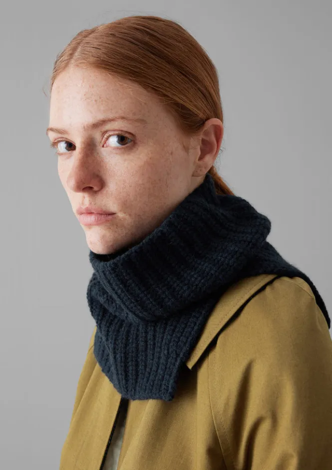 Hats, Scarves & Gloves-TOAST Ribbed Wool Cashmere Snood DarkestNavy