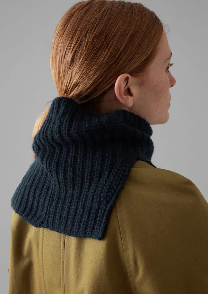 Hats, Scarves & Gloves-TOAST Ribbed Wool Cashmere Snood DarkestNavy