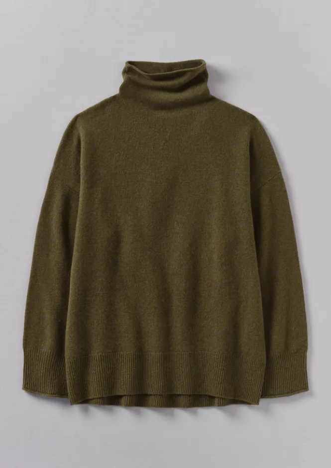 Cashmere|Loungewear-TOAST Roll Neck Wool Cashmere Sweater Olive