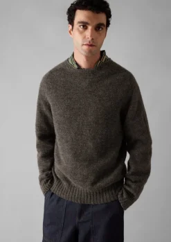 Knitwear-TOAST Seamless Shetland Wool Sweater Grey