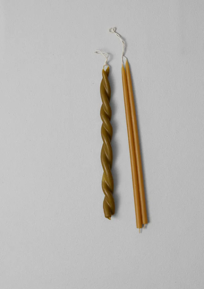 Candles & Holders-TOAST Skar Organics Beeswax Twist Dinner Candle GreenTea