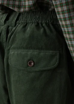 Cord|Trousers-TOAST Soft Organic Cord Drawstring Trousers DarkMineralGreen