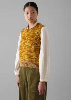 Knitwear-TOAST Space Dyed Wool Knitted Tank Mustard/Putty
