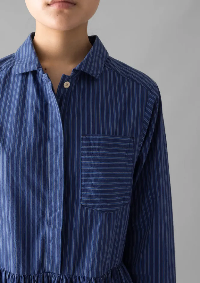 Dresses-TOAST Stripe Poplin Shirt Dress BlueTourmaline