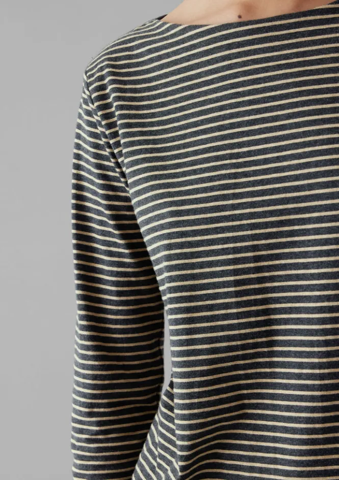 Jersey|Tops & Tees-TOAST Stripe Soft Cotton Long Sleeve Tee Grey/Sand