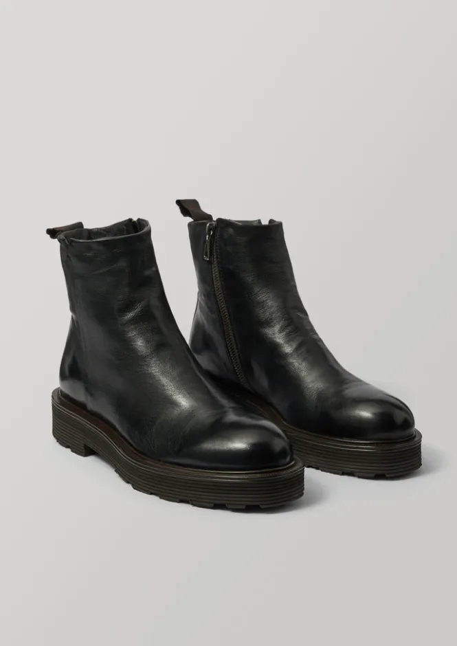 Boots-TOAST Sturlini Tread Sole Leather Boots Black