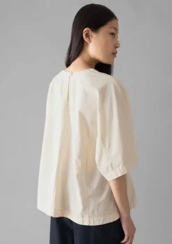 Tops & Tees-TOAST Textured Cotton Poplin V-Neck Top Ecru