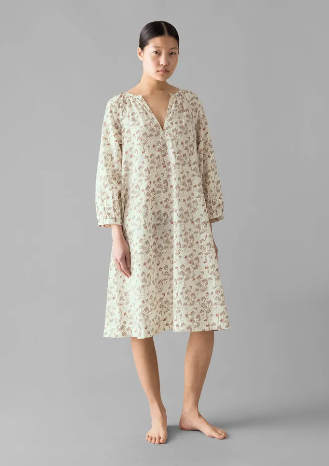 Nightwear|Loungewear-TOAST Trellis Floral Block Print Nightdress Ecru/Coral