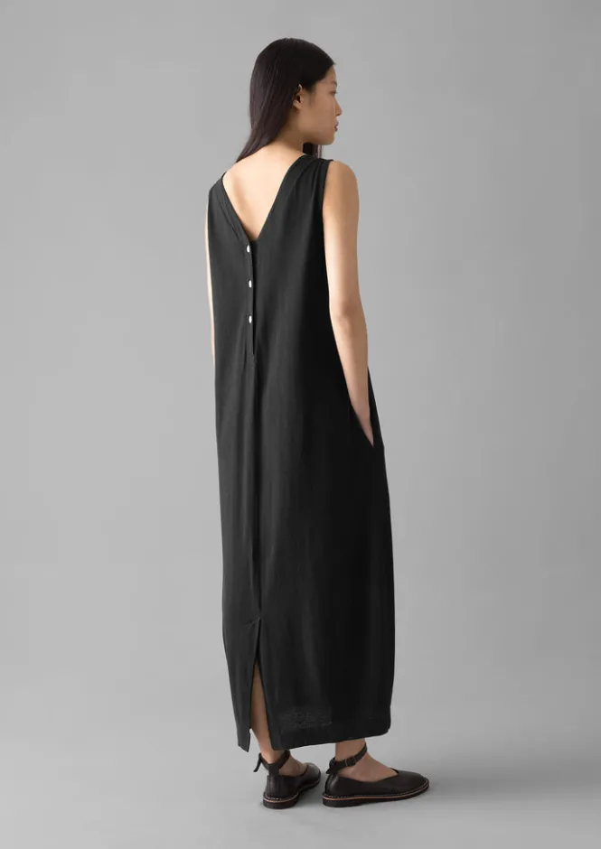 Loungewear|Dresses-TOAST V-Neck Cotton Jersey Dress WashedBlack