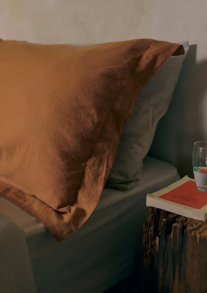 Textiles|Bed Linen-TOAST Washed Linen Cotton Oxford Pillowcase Set Bracken