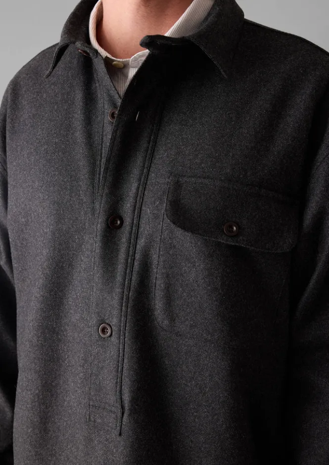 Shirts-TOAST Wool Cashmere Overshirt Charcoal