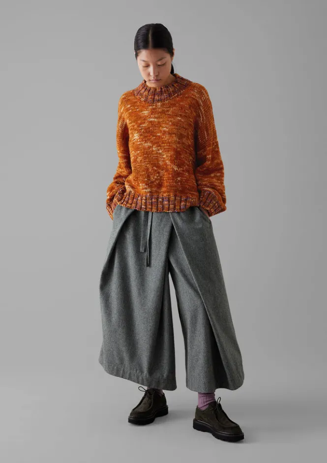 Skirts|Trousers-TOAST Wool Flannel Tie Front Culottes GreyMelange