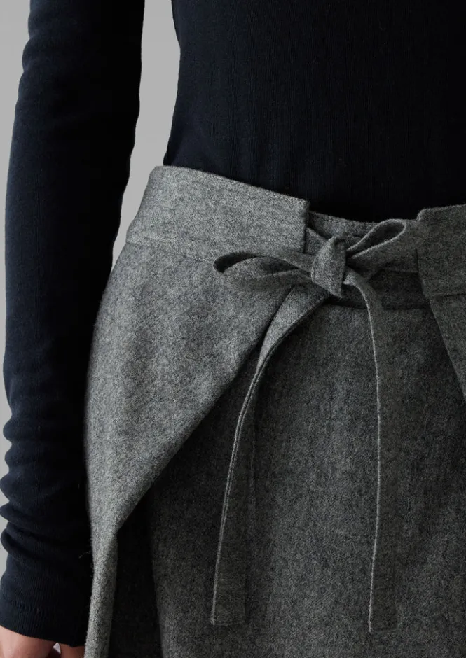 Skirts|Trousers-TOAST Wool Flannel Tie Front Culottes GreyMelange