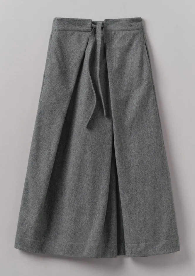 Skirts|Trousers-TOAST Wool Flannel Tie Front Culottes GreyMelange