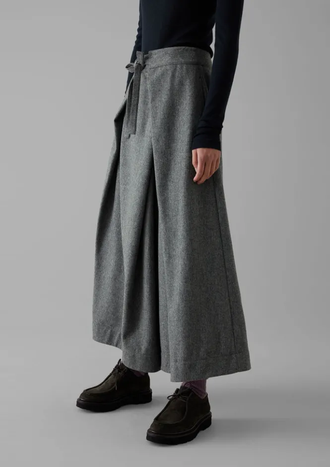 Skirts|Trousers-TOAST Wool Flannel Tie Front Culottes GreyMelange